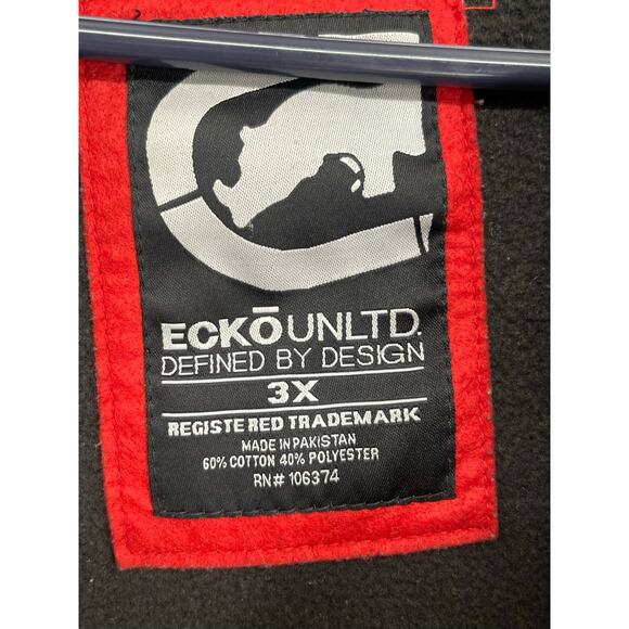 ECKO UNLTD Pullover Black Hoodie 3X Y2K Spell Out Work Wear Streetwear - Picture 8 of 9